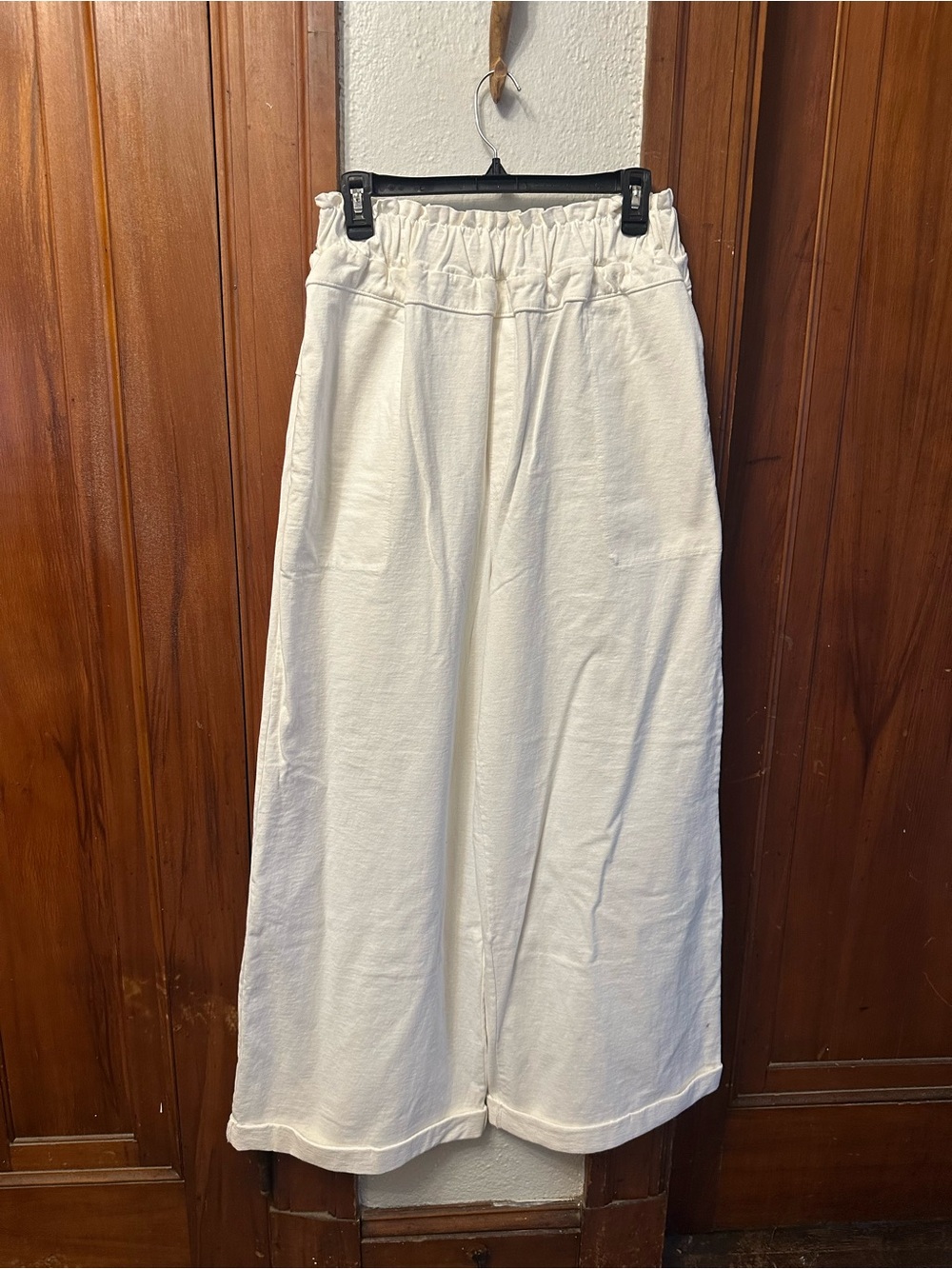 Free People Beach Women's Cream White Elastic-Waist Wide leg pants